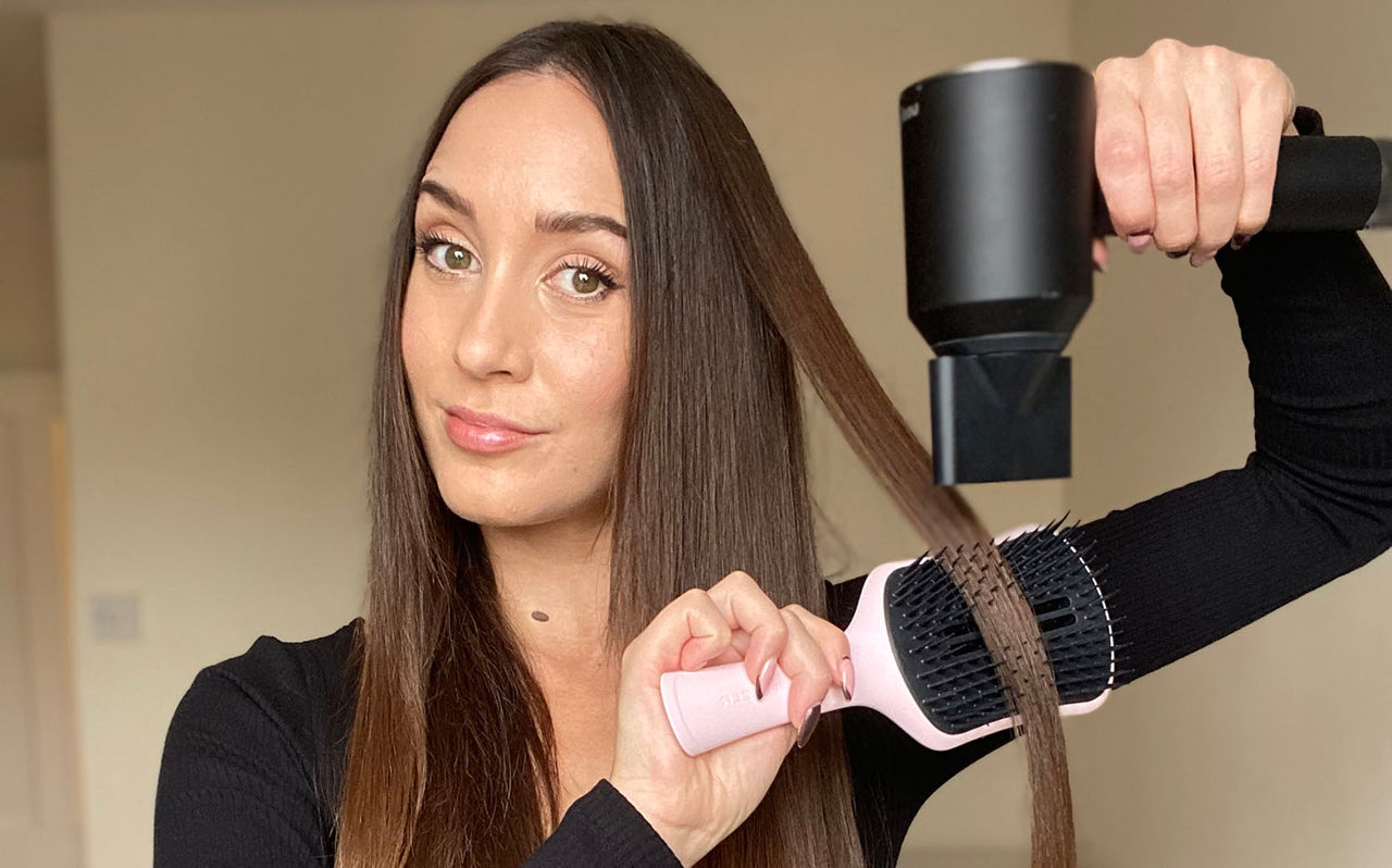 long hair blow dry